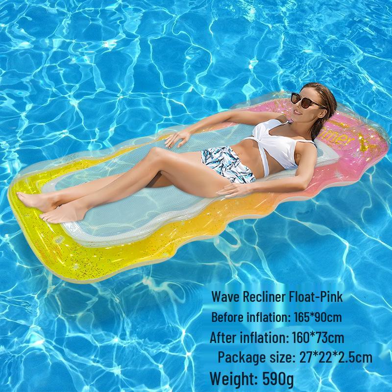 Foldable Striped Inflatable Pool Float Hammock Recliner