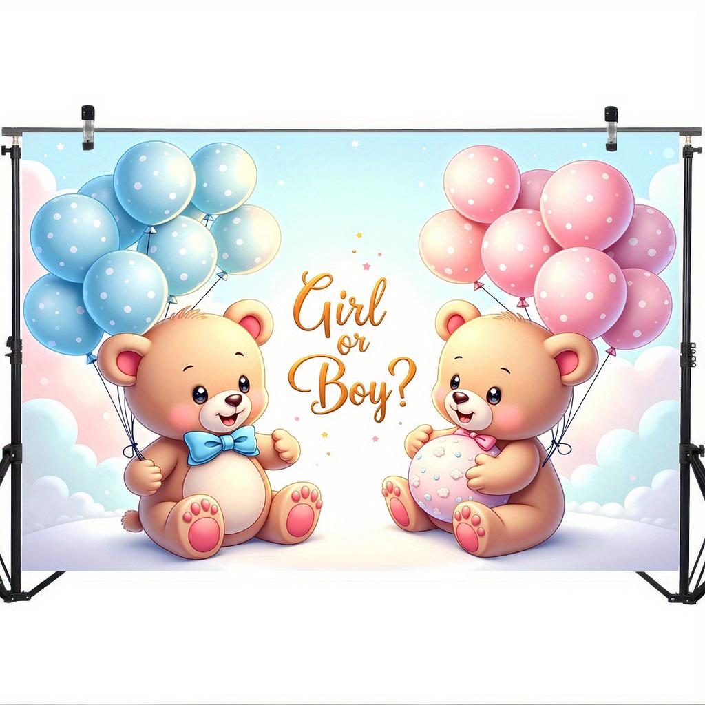 1 item, 2D fabric background curtain, gender revealing wall decoration banner, party banner, flag