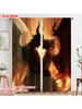 2pcs   Plane Printing Popular Curtain Panels Black Angel and Beauty Versatile 100% Polyester (without Rod) Versatile All