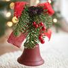 Christmas Bell Decoration Bowknot Decor Hanging Decorative Bell with Pine Branches Red Fruits Indoor Outdoor Ornament