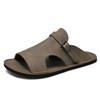 Fashion New Casual Leather Half Drag for Men Fashion Nonslip Slides Outdoor Male Beach Slippers Quick Dry Wading Aqua Shoes Home Shoes