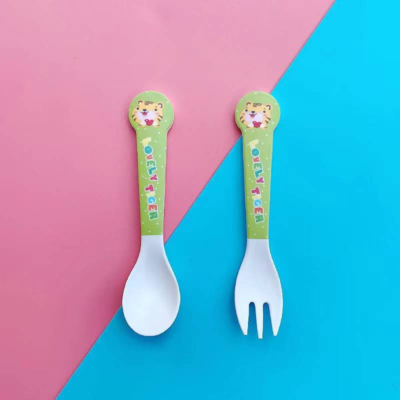 Cartoon cute bamboo fiber children's tableware set animal household baby auxiliary food bowls divided plate eco friendly dishset