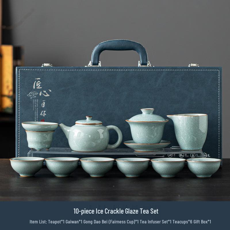 Chaxun Ru Kiln Ice Crack Glaze Ceramic Tea Set
