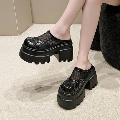 Mode 2025 Sommer Damenmode Outdoor Sandalen Dicke Plateausohle Elevator Neu Hohl Mesh Atmungsaktiv Bestseller Geschlossene Zehen Pantoletten