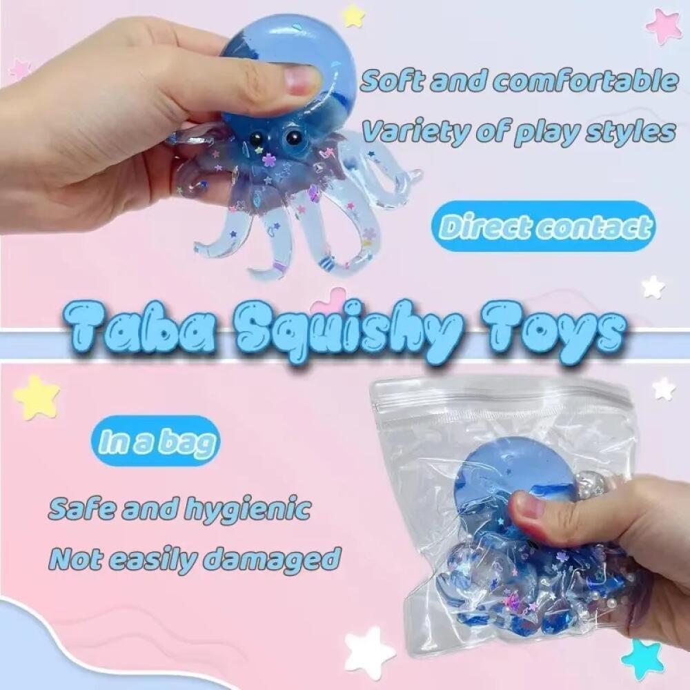 Glitter Octopus Squeeze Toy Slow Rebound Squishy Sugar Stress Relief Ball for Kids Cute Fidget Toy Squishy Ocean Sensory Decompression Gift