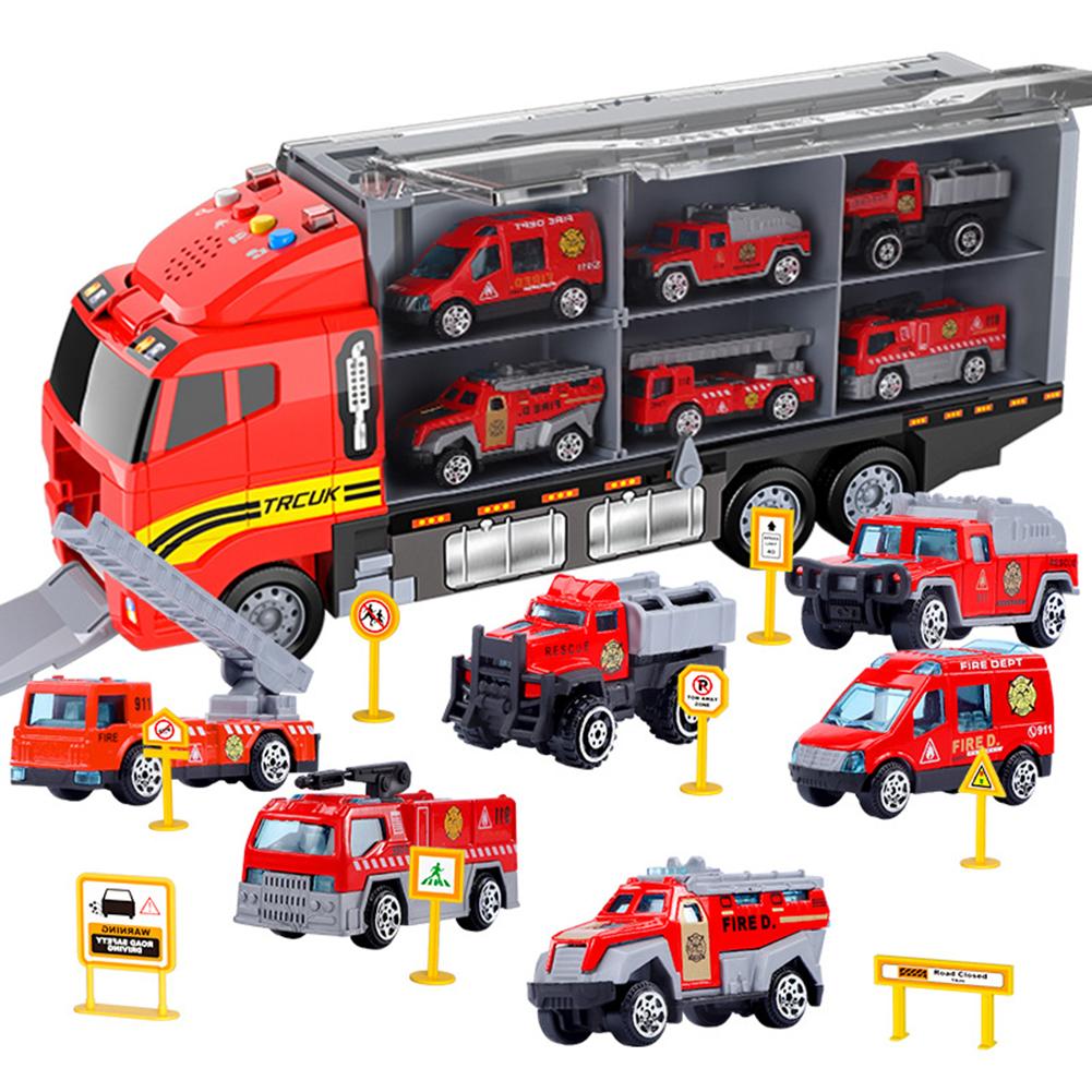 Construction Truck Vehicle Toy Set For Kids Alloy Carrier Truck Push And Go Vehicle Car Toys Birthday Gifts For Boys Girls