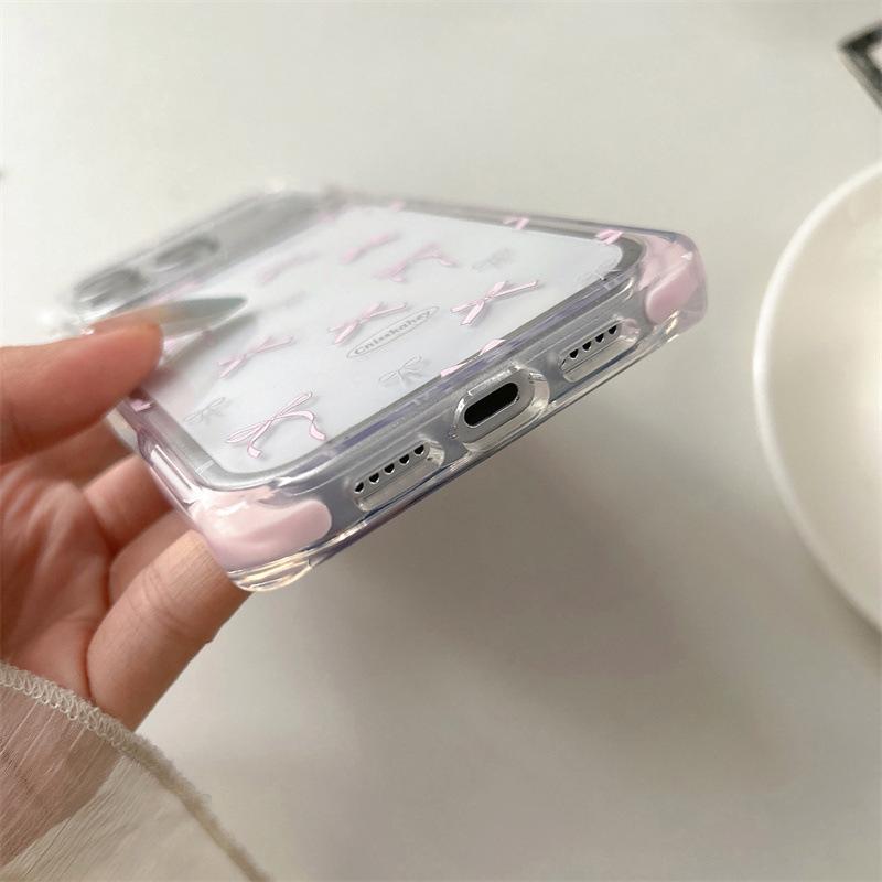 Minimalist Solid Color Bowknot Phone Case for iPhone 17/16 Pro Max/15/14 - High-End Feel