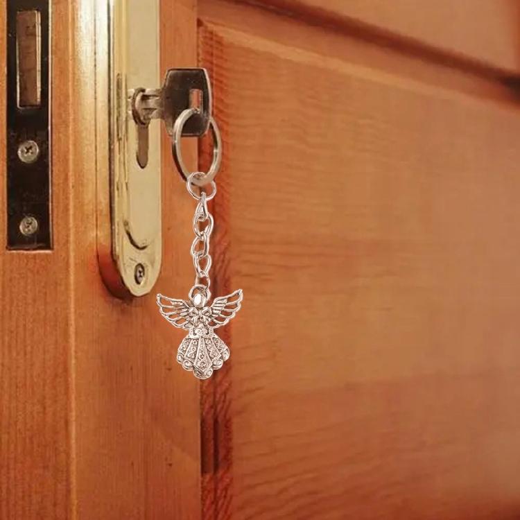 Guardian Angel Keychain Silver Metal Pendant for Car Keys Blessing Charm Jewelry