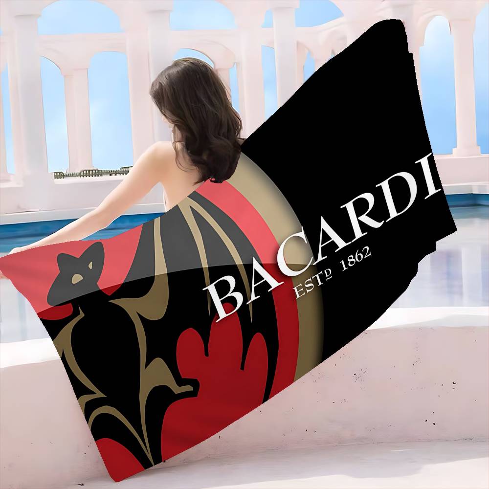 B-Bacardi Rum Vampirfledermaus Mikrofaser Decke Schnelltrocknend Strandtücher Übergröße Druck Super Saugfähig Pooltuch Decke