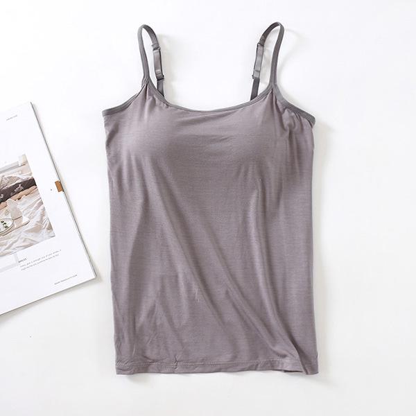 Women's Adjustable Spaghetti Strap Padded Camisole: Wireless Bra Cup, Slimming Fit