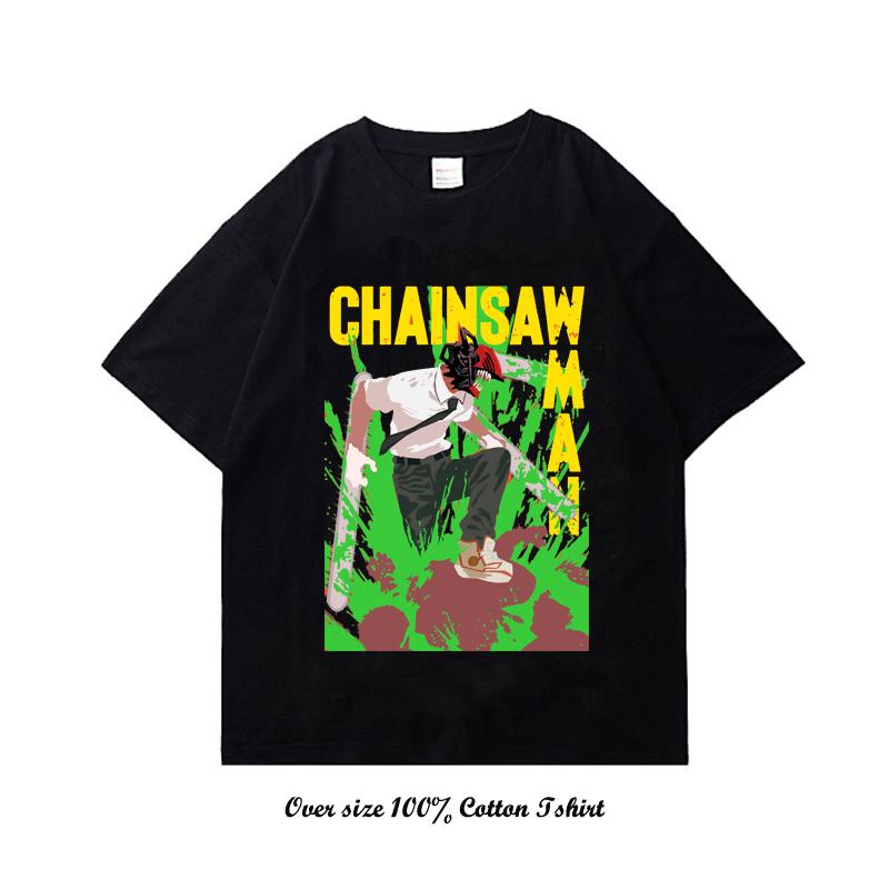 Unisex EU Japanese Anime Chainsaw Women T Shirt Cartoon Printing Cotton T-shirt Harajuku Graphic Tees Clothing Tops Tshirt Manga