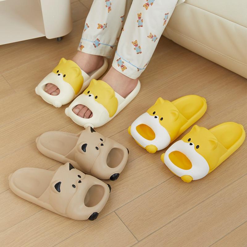 Warm edge fun puppy couple cool slippers soft bottom summer men and women home outside slippers summer