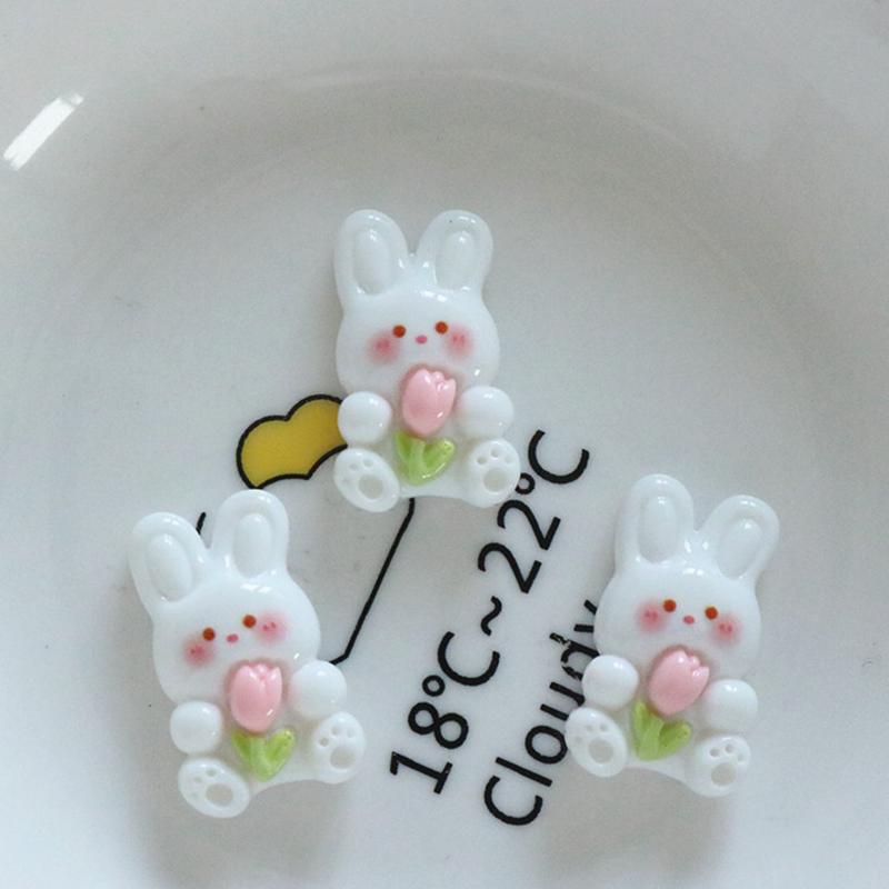 10 Pcs New Fashion Cute Cartoon Rabbit, Girl, Little Bear Resin Scrapbook Diy Jewelry Wedding Hairpin Decorate Accessories A84