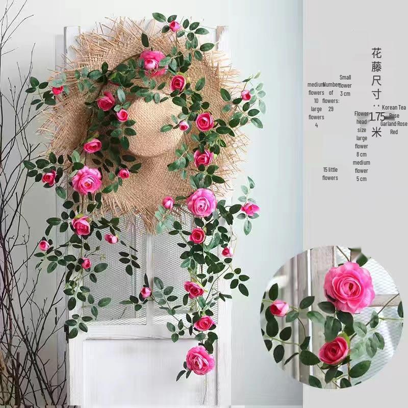 Artificial Rose Flower Vine for Balcony, Staircase, and Railings Decoration