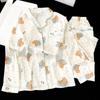 French Polka Dot Bear Premium Ice Silk Pajamas Women'S Autumn Light Luxury Long-Sleeved Home Set