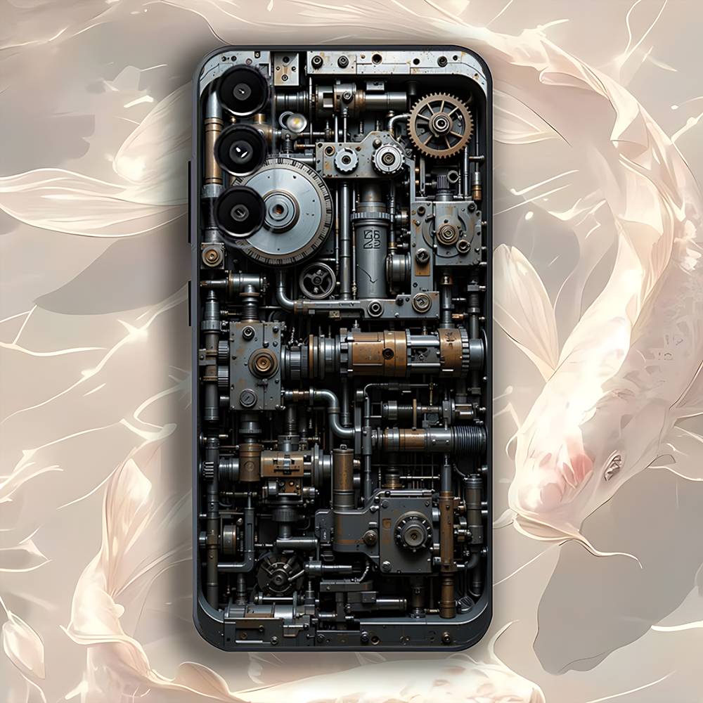 Steampunk Zahnrad Mechanisch COOL Handyhülle Für Samsung Galaxy A73,31,32,72,41,53,52,71,22,5G,Note,J7,8,9 Weiche Schwarze Hülle
