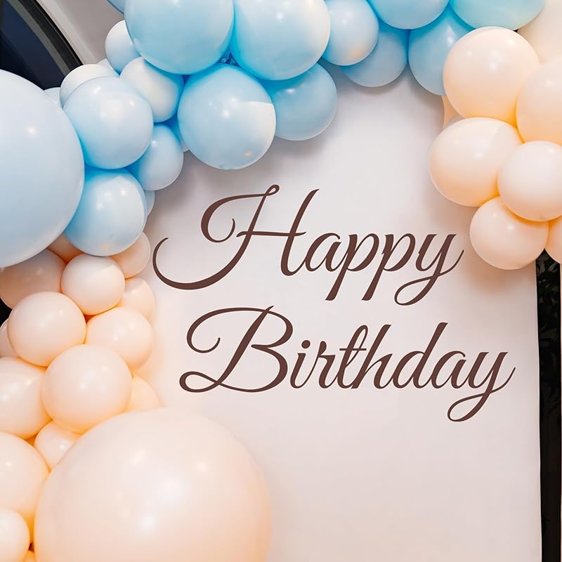 Happy Birthday Sign for Backdrop Decal Sign, Brown Happy Birthday Party Decal Sign for Women Men, Large Happy Birthday Wall Decoration Decor Arch