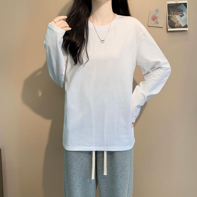 Cotton Autumn Long Sleeved T-shirt Women's Loose Top