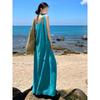Lake blue suspender dress women's summer dopamine island wear Yunnan tourism seaside vacation beach long skirt