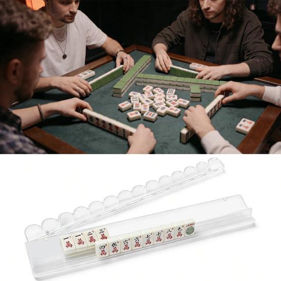 Clear Acrylic Mahjong Rack with Detachable Magnetic Pusher American Mah Jongg Tile Holder Push Ruler Mahjong Accessories