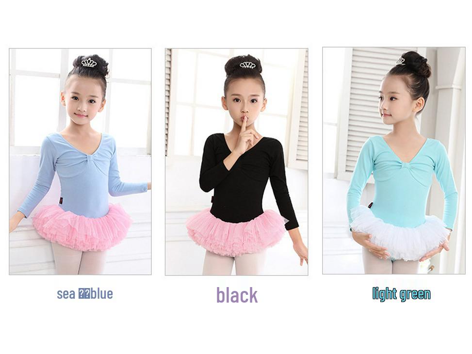 Dziewczęca wiosenna sukienka tutu do tańca - Kostium baletowy z długim rękawem dla maluchów