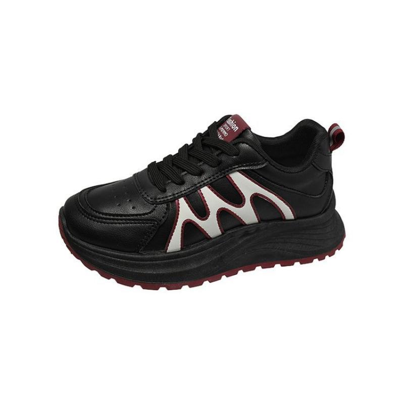 Spring, Summer, Autumn and Winter Women's Low-top Round-toe Lace-up White Shoes