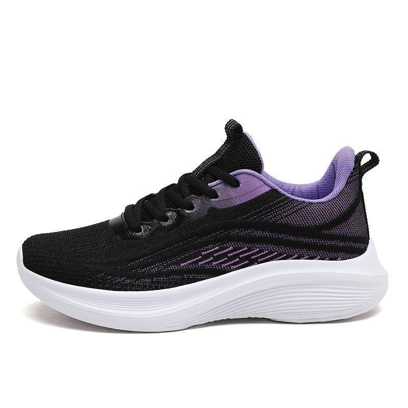 New Sports Shoes Women's Lightweight Thick-soled Mesh Breathable Fly-woven Shoes Young and Young Students Women's Casual Shoes