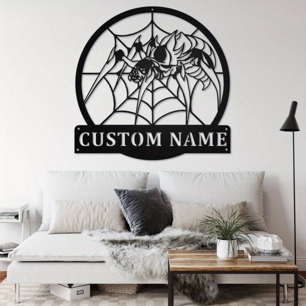Customizable Spider Metal Wall Art Surname Personalized Durable Indoor Outdoor Kitchen Decor