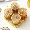 Transparent Striped Kitchen Seasoning Jar Grain Storage Container Gold-plated Sugar Jar Household Seasoning Box Salt Jar Bottle