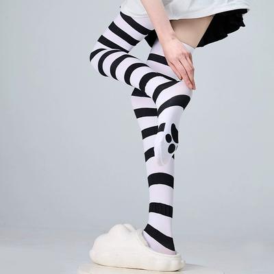 Women Ladies Thigh High Over The Knee Socks Hosiery Long Cotton Stocking Knitted Warm Soks Black White Red Striped Christmas