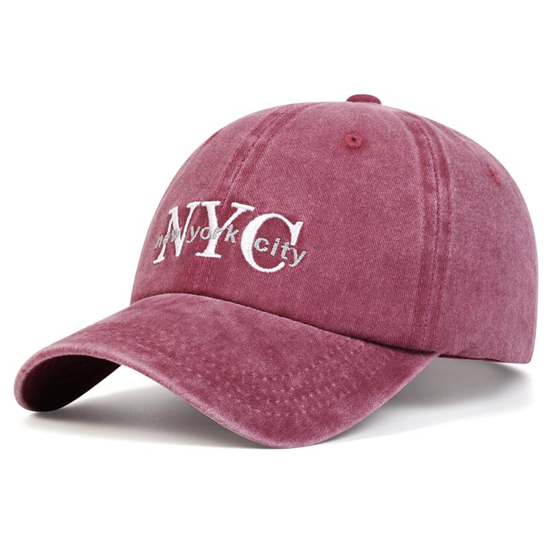 

Unisex NYC Letter Embroidery Wash Baseball Caps Spring and Autumn Outdoor Adjustable Casual Hats Sunscreen Hat вино красного