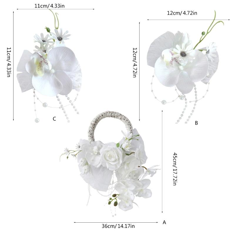 Wedding Wreath Wedding Corsages Wrist Corsages Flower Bracelets Wristband for Bridal Shower, Wedding Party