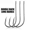 100Pcs Double Back Thorn, Bent Fishhook, Long Handle, Tube, Sea Fishing Hook, Barb With Ring, Crooked Mouth Hook