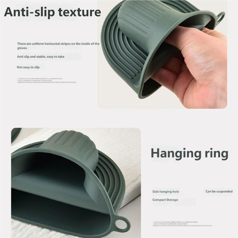 Set mit 2 ergonomischen Küchenhandschuhen, Silikon-Ofenhandschuhe, hitzebeständig, zum sicheren Entnehmen heißer Teller aus der Mikrowelle