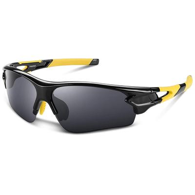 BEACOOL Sportsonnenbrille mit polarisierten Gläsern für und TR90 TAC UV400 Sonne Unisex Sicher und Schwarz Gelb Baseball, Laufen, Radfahren, Bergsteigen,