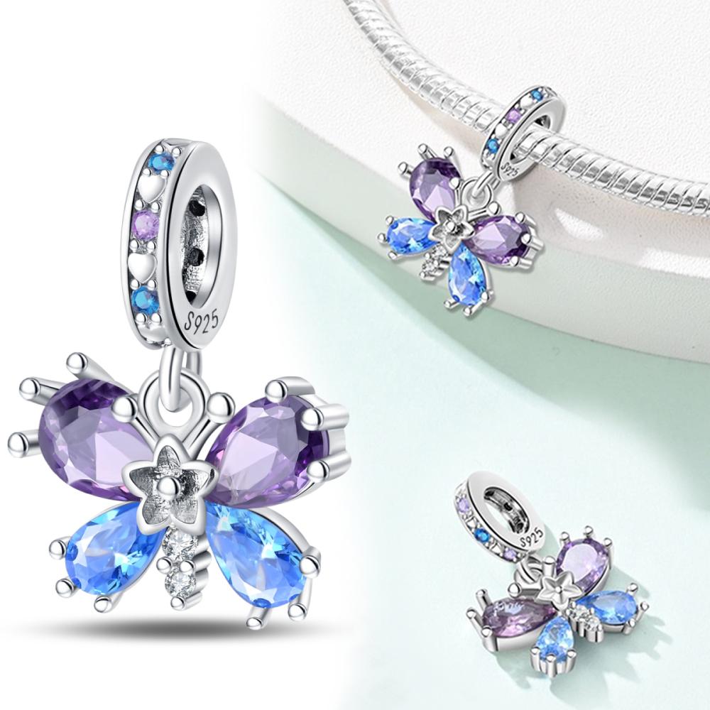 Copper Colorful Butterfly Tassel Charm Pendant Beads Fit Copper Original Bracelet For Women Jewelry Making