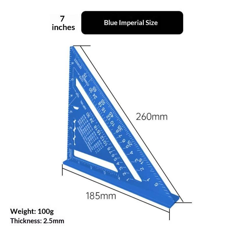Aluminum Alloy Triangle Ruler High Precision Clear Scales 1Pcs Lightweight Portable Gauge for Engineer Woodworking Projects