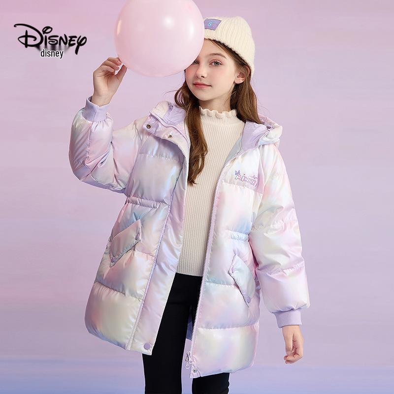 Детская зимняя пуховая куртка Disney для девочек, средней длины, разноцветная - Теплая и утолщенная 100cm