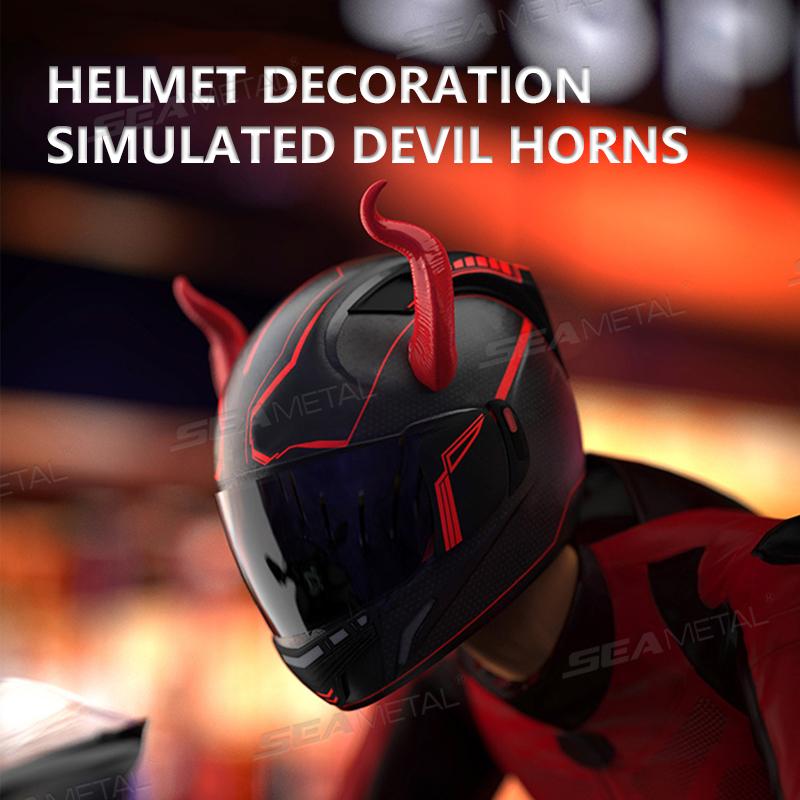 BLALION 2Pcs Motorcycle Helmet Decoration Devil's Horns Style Motorbike Helmet Accessories Stickers Cosplay Styling with Sucker