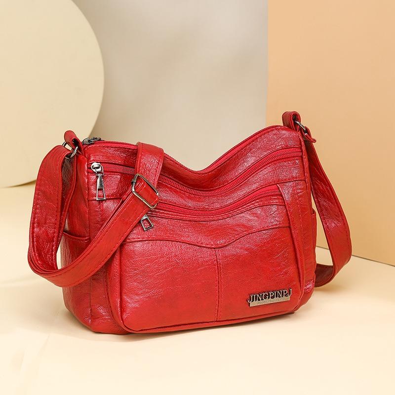 Simple PU Leather Multi Pocket Shoulder Bag