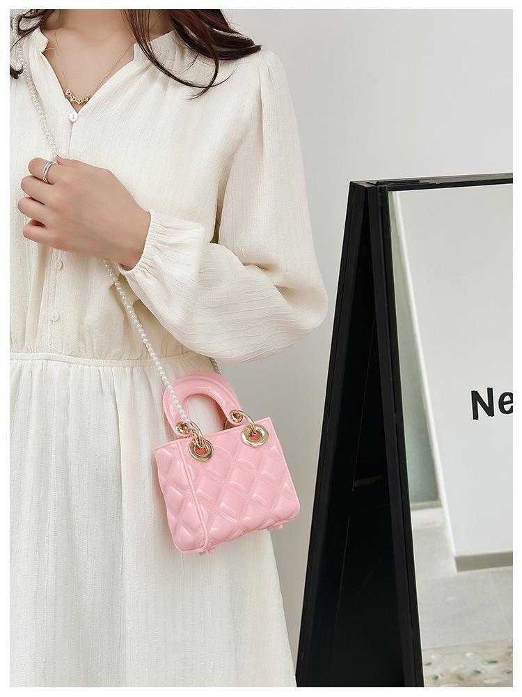 2025 Sommer Mini Diamantmønster Jelly Bag - PVC Perle Crossbody for Barn & Kvinner