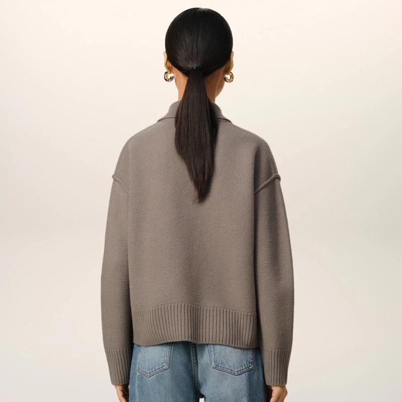 AMI Vår og Høst Ny Kjærlighet Jacquard Ull Ami De Coeur Polokrage Hettegenser Genser