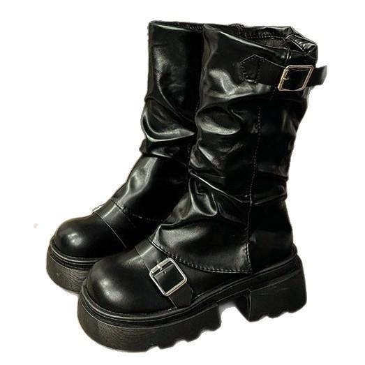 American Retro Heightened Platform Martin Boots Women's 2025 New Autumn Brown Versatile Ins Wind Boots