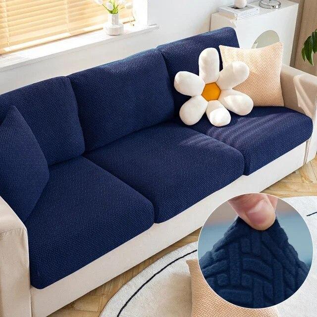 Jacquard Sofa Seat Cushion Cover Plain Color Stretch Thicken Sofa Cover For Living Room L Shape Corner Armchair Sofa Slipcovers