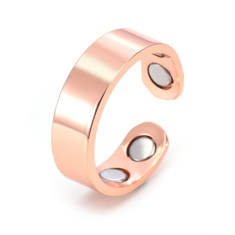 Hot-Selling Magnetic Red Copper Ring with Polished Simple Design and Four Magnets