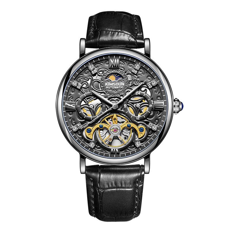 KIMSDUN Відомий чоловічий водонепроникний діловий годинник Tourbillon Carved Hollow, повністю автоматичний механічний годинник