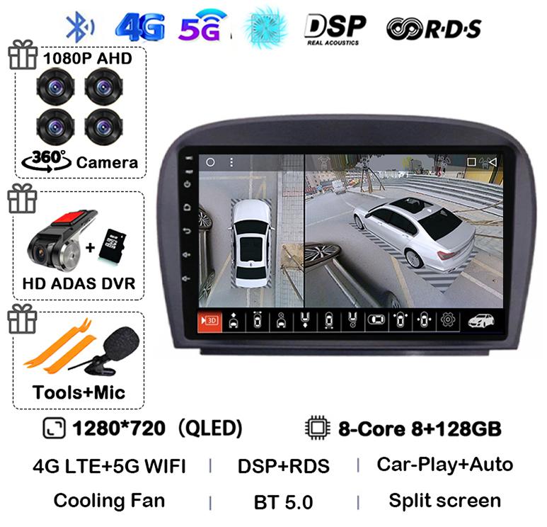 Android 14 Carplay Car Radio For Mercedes Benz SL R230 SL350 SL500 SL55 SL600 SL65 2001-2007 Multimedia Video Player GPS Stereo
