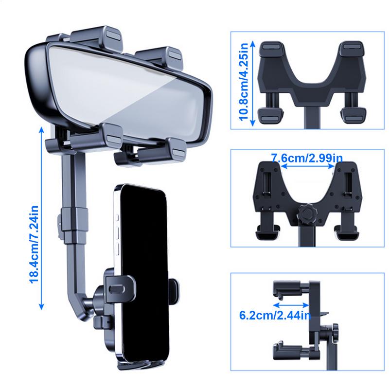 Mirrors Phone Holder Retractable Car Phone Holder Rotatable Auto Phone Mount Car Accessories Anti-Shake Cellphone Car Holder For