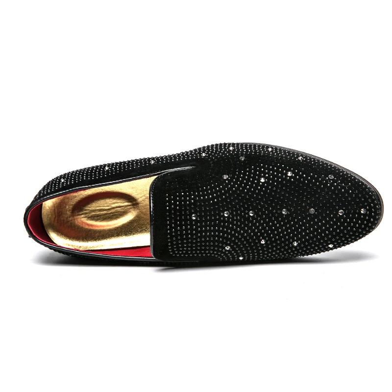 2024 Men's Dress Shoes Luxury Italian Style Loafers Men Formal Shoes For Men Nightclub Wedding Dress Rhinestones Zapatos