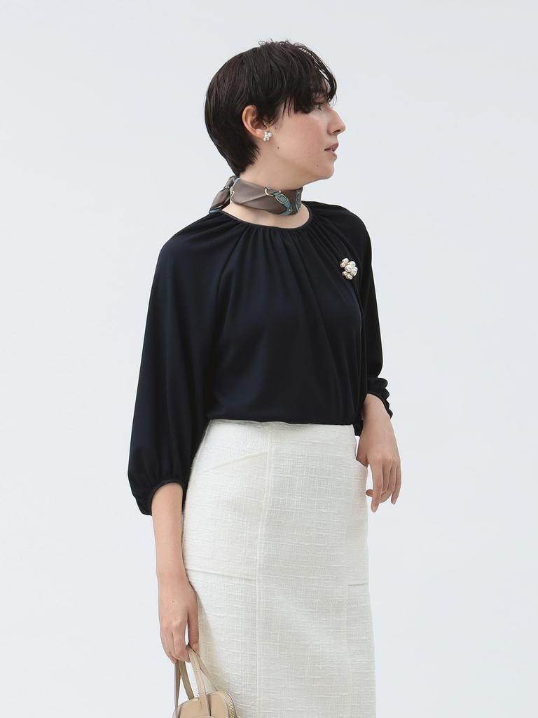 B:MING LIFE STORE by BEAMS Women's Navy Tricot Balloon Pullover (Sizes S-M)